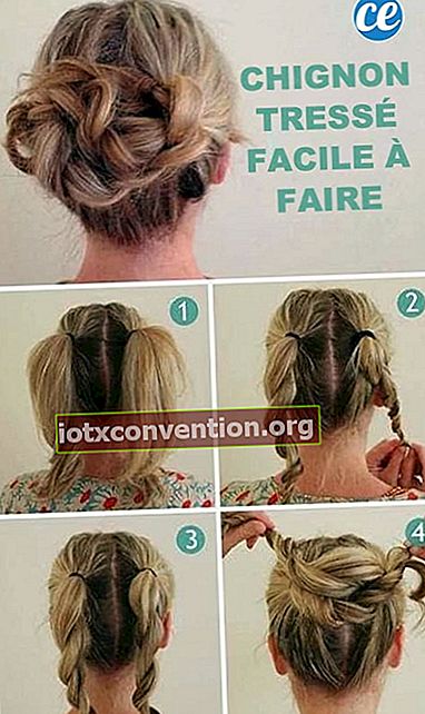 5 foto tutorial membuat sanggul dengan dua kepang pada rambut panjang