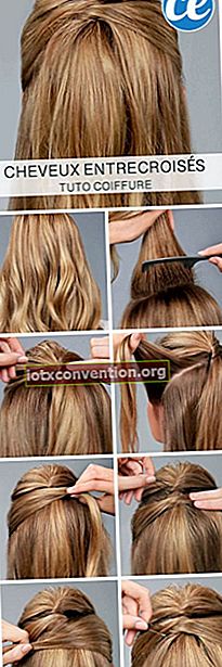 長い髪を交差させて髪のカスケードを作ることで髪を結ぶチュートリアル