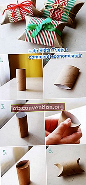 Erklärungen für die personalisierte Geschenkverpackung mit einer leeren Toilettenpapierrolle