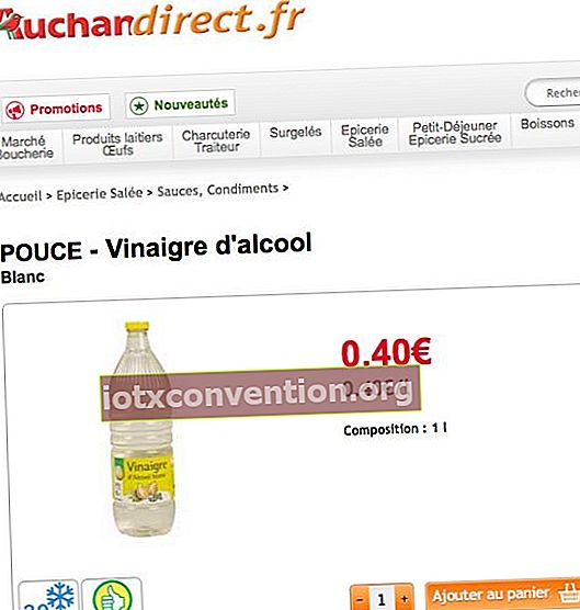 ราคาน้ำส้มสายชูขาวบน AuchanDirect.fr ที่ 40 ยูโรเซ็นต์