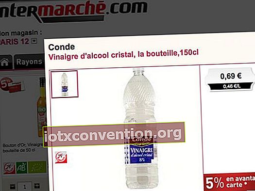 0,69 euro en flaska vit vinäger på Intermarché