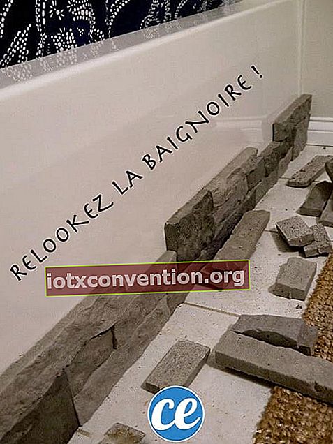 bak mandi yang direnovasi dengan batu