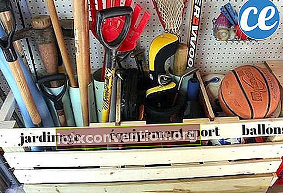 Verwenden Sie eine Holzpalette als Aufbewahrungskiste, um Platz in Ihrer Garage zu sparen.