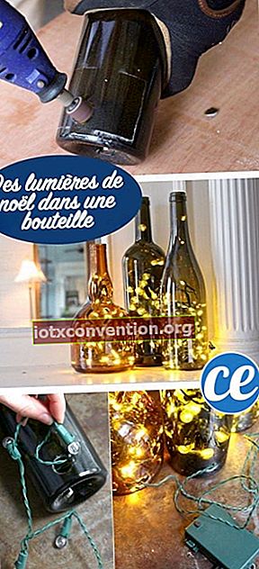 ขวดไวน์ที่นำกลับมาใช้ใหม่เพื่อใส่ในไฟ LED ขนาดเล็ก
