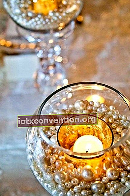 Kerzenhalter mit Perle für Hochzeit oder Weihnachten