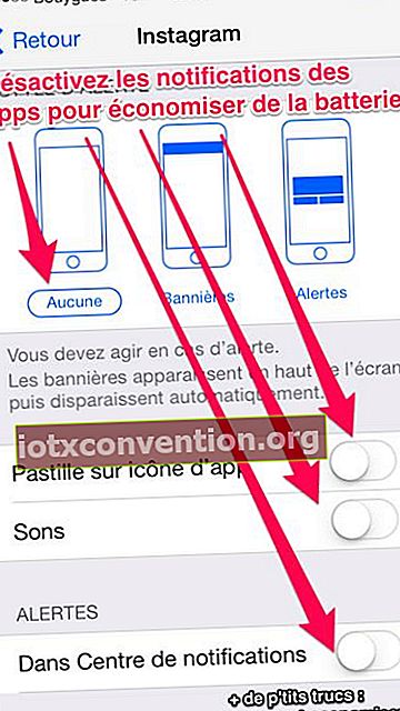 Disattiva le notifiche delle app per risparmiare la batteria dell'iPhone