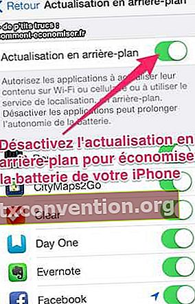 Inaktivera bakgrundsuppdatering för att spara iphone-batteriet