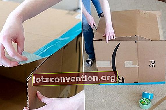 cara memotong kotak karton besar untuk membuat gubuk