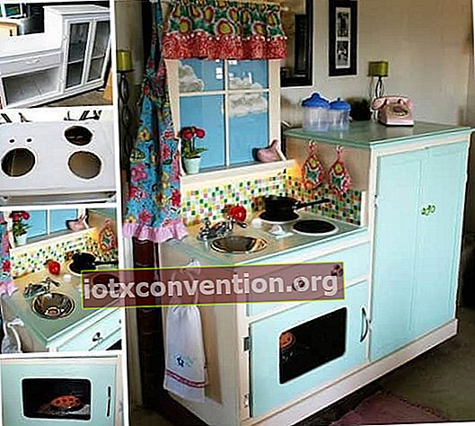 Wie verwandelt man einen alten Schrank in eine Kinderküche?