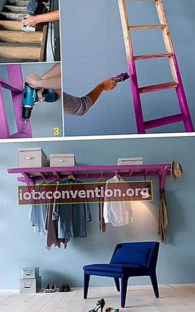Dekoratives Projekt: Verwandle eine alte Leiter in einen Kleiderschrank
