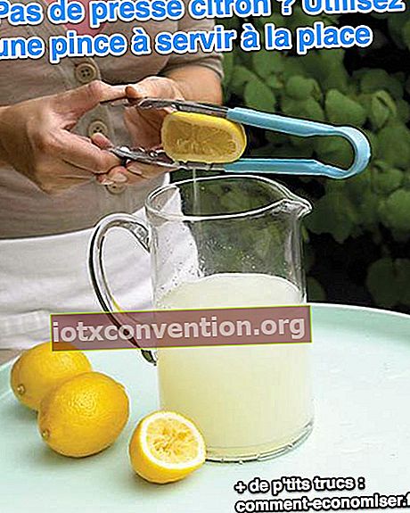 Pressa en citron med serveringstång