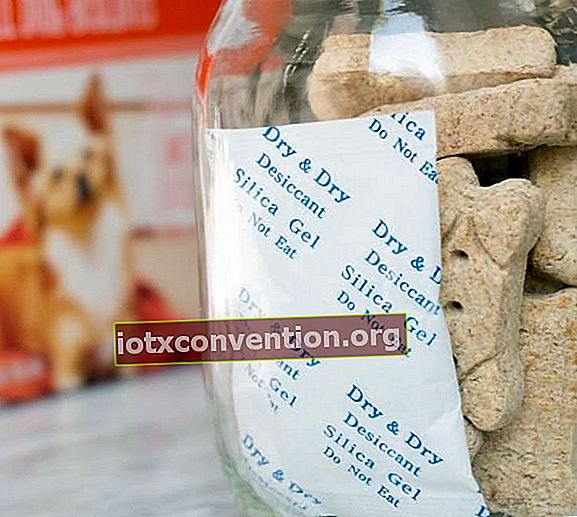 Gunakan sachet silika untuk menyimpan makanan anjing