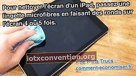 hapus sidik jari di layar iPad dengan microfiber wipe