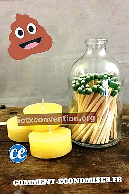 Lilin dan botol kaca dengan korek api.