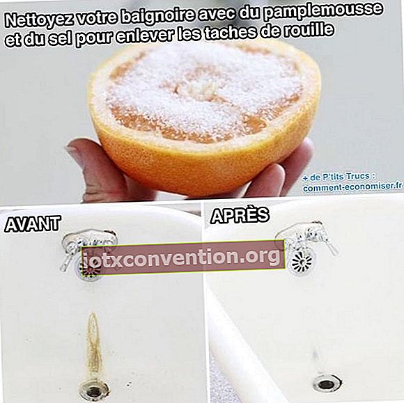 grapefrukt och salt för att ta bort rost i ett badkar