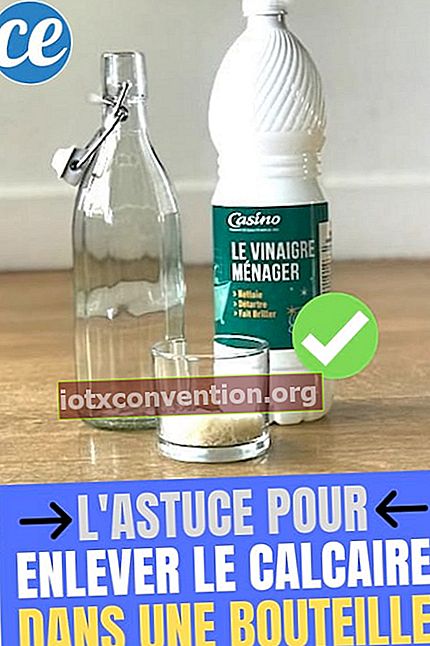 Der Trick, um mit weißem Essig Kalk aus einer Glasflasche zu entfernen