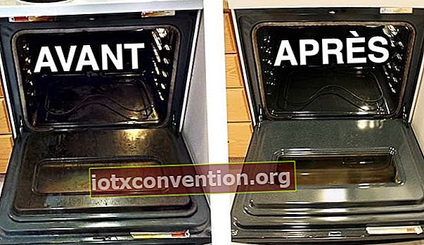 Ofen vor und nach der Reinigung mit hausgemachtem Entfetter reinigen