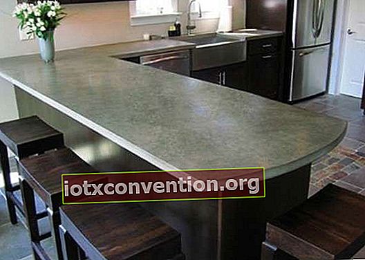 meja dapur beton modern yang sangat besar