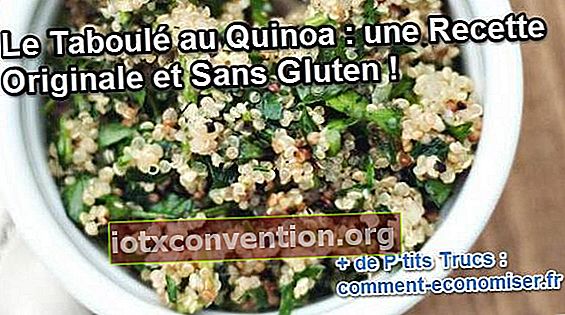 Sepiring tabbouleh dengan quinoa dengan bumbu