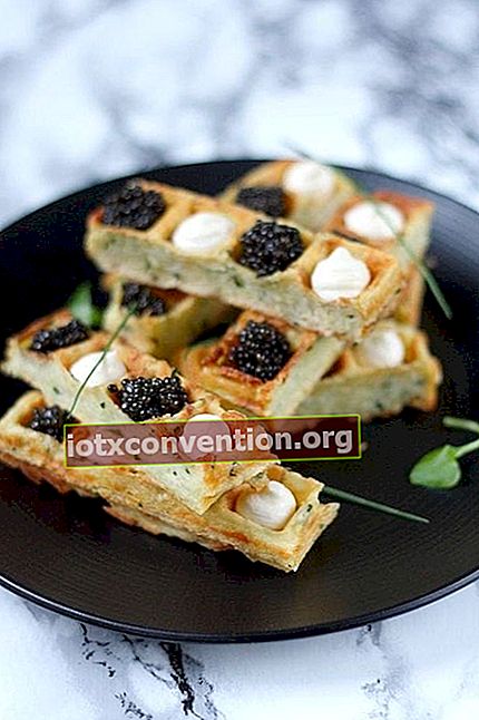 Pikante Kartoffelwaffeln mit Kaviar