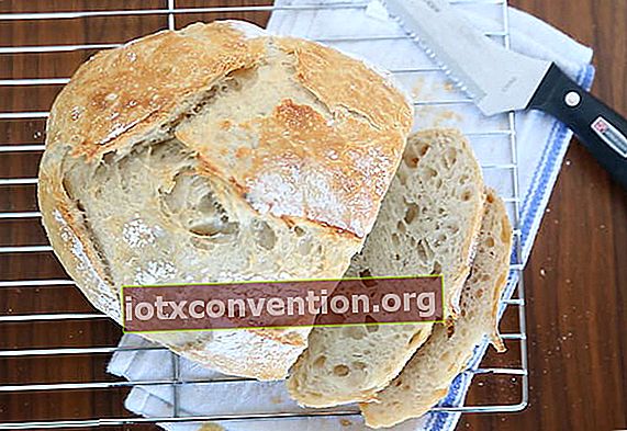 sebiji roti roti buatan sendiri diletakkan di atas panggangan