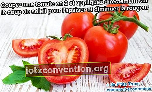 Schneiden Sie eine Tomate in zwei Hälften und tragen Sie sie direkt auf den Sonnenbrand auf, um sie zu lindern und Rötungen zu reduzieren