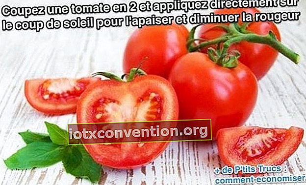 Potong tomato separuh dan sapukan terus ke selaran matahari untuk menenangkannya dan mengurangkan kemerahan