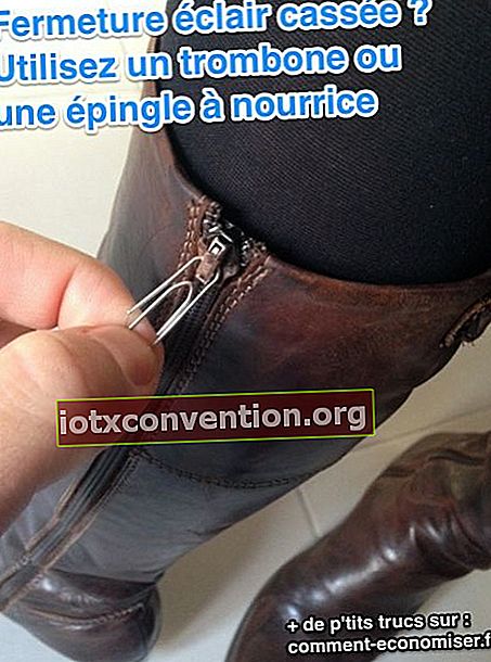 Verwenden Sie eine Büroklammer, um einen kaputten Reißverschluss an einem Stiefel zu reparieren