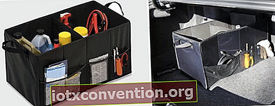 Untuk meningkatkan mobil Anda, gunakan kotak penyimpanan untuk mengatur bagasi Anda.