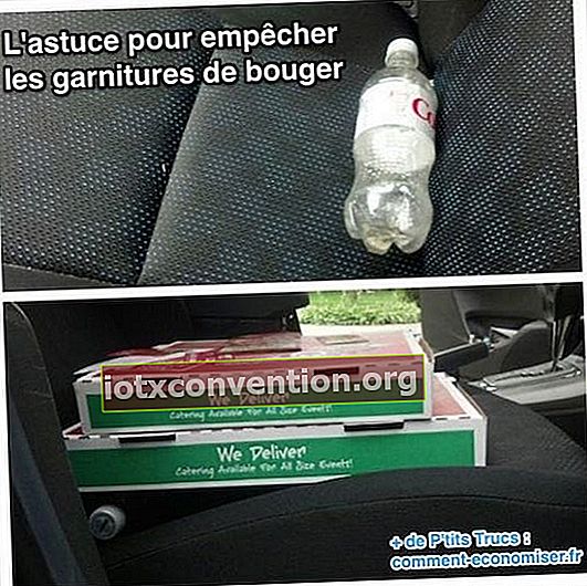 Stellen Sie eine Flasche Soda unter die Pizzen, um sie im Auto zu transportieren
